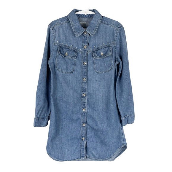 Gap Kids Girls Button Front Denim Dress Size Small - Picture 1 of 7